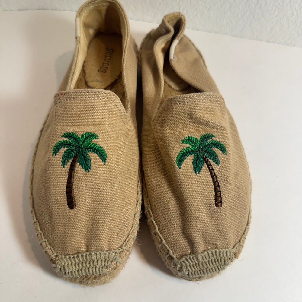 Soludos Espadrille Slip On Palm Tree Embroidered Shoes Womens‎ Size 7.5